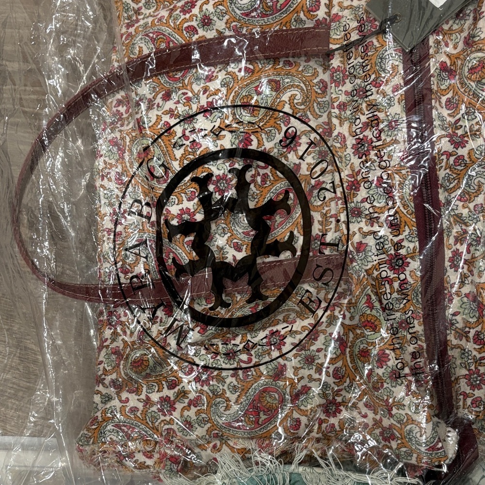 Myra Bag Paisley Tote in Red and Brown Weekender